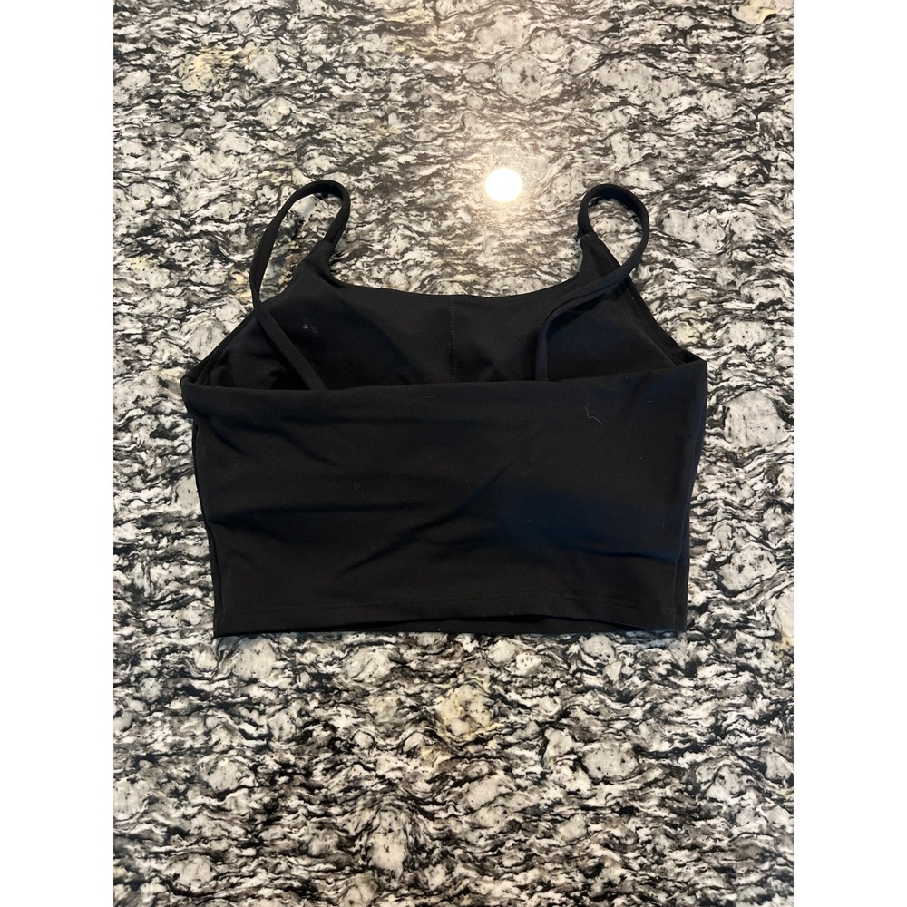 Black Cropped Cami Tank Top with Built-in Shelf Bra Spaghetti Strap Yoga Small